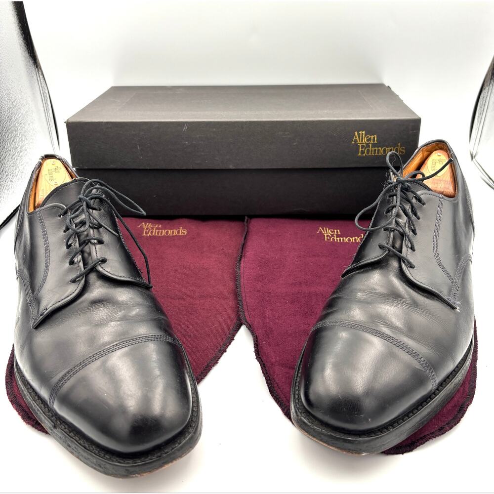 Allen Edmonds Cap Toe Oxford Lace Up Dress Shoes Black Leather USA Mens 11.5 D
